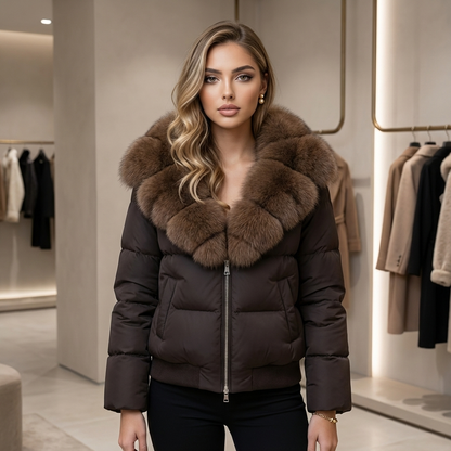 Furielle Fox-Collar Down Puffer