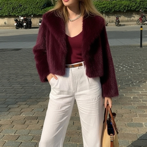 Vintage Faux Fur Winter Lapel Jacket