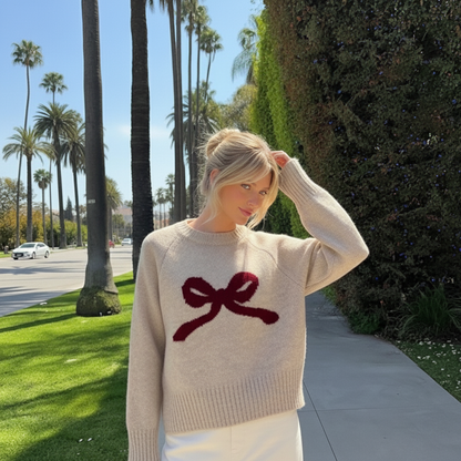 Bow Knit Pullover Sweater