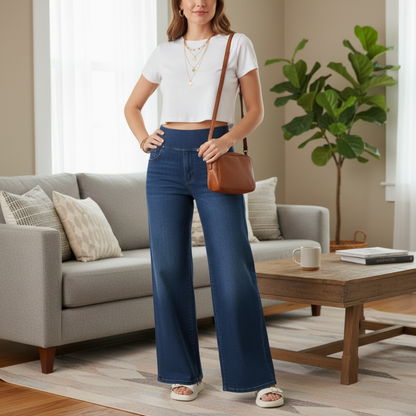 High-Waist Straight-Leg Jeans