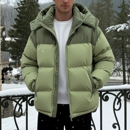 Men’s Contrast Patchwork Winter Puffer Jacket