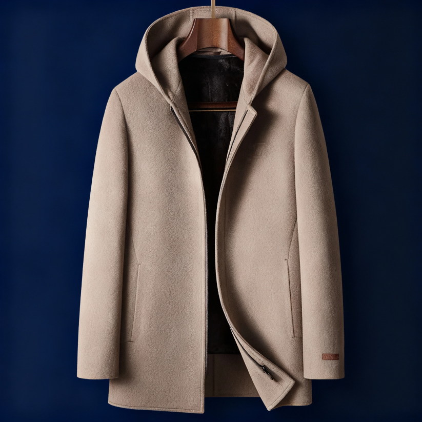 Heritage Wool Hooded Coat — Premium Winter Zip-Up Outerwear