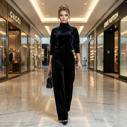 Elara Velvet High-Neck Co-Ord Set