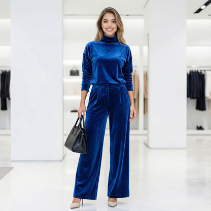 Elara Velvet High-Neck Co-Ord Set