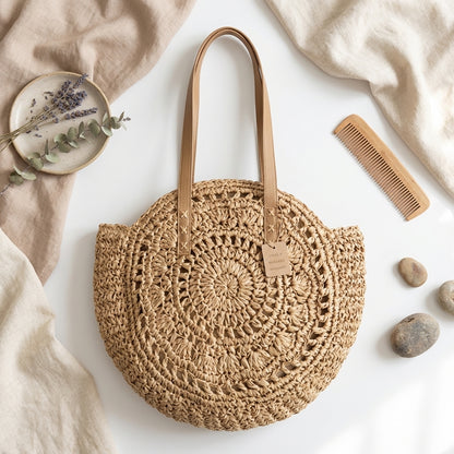 Rondelle Hollow Straw Beach Tote