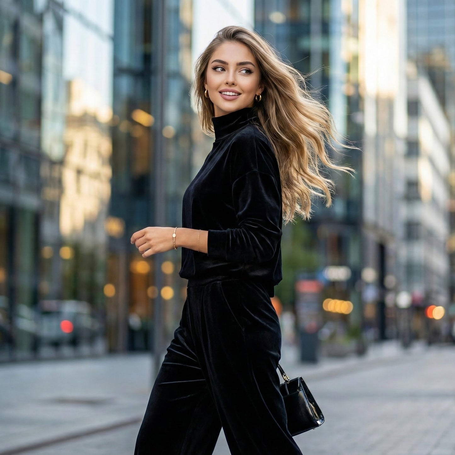 Elara Velvet High-Neck Co-Ord Set