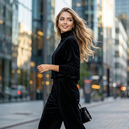 Elara Velvet High-Neck Co-Ord Set