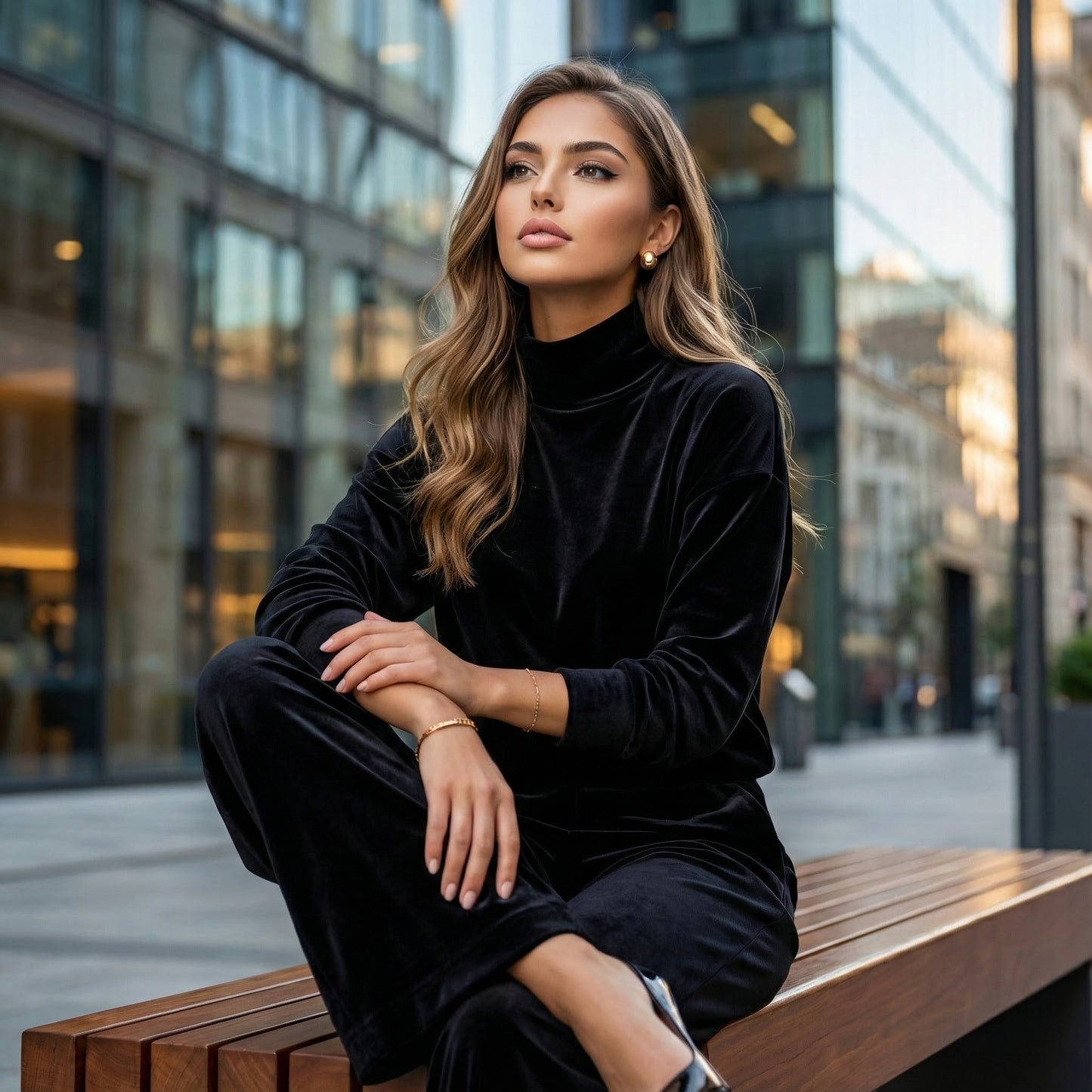 Elara Velvet High-Neck Co-Ord Set