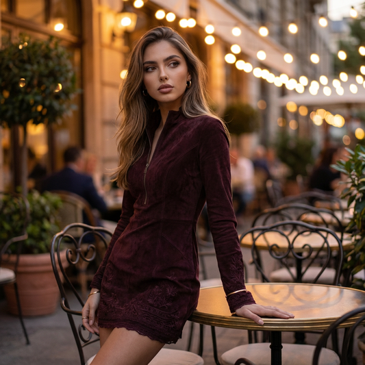 Vintage Faux Suede Mini Dress