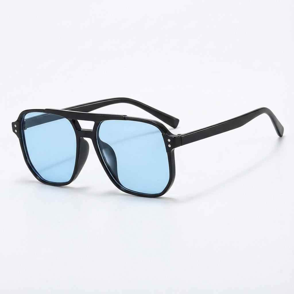 Bravyn Double-Bridge Square Sunglasses