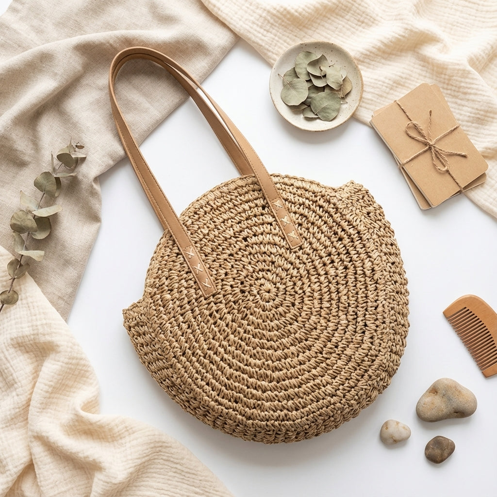 Rondelle Hollow Straw Beach Tote