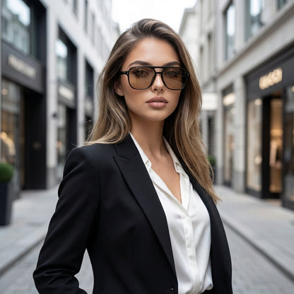 Bravyn Double-Bridge Square Sunglasses