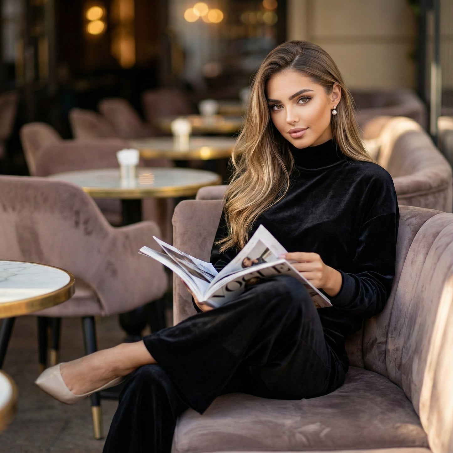 Elara Velvet High-Neck Co-Ord Set