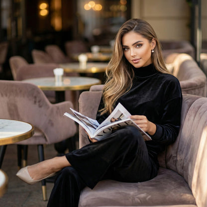 Elara Velvet High-Neck Co-Ord Set