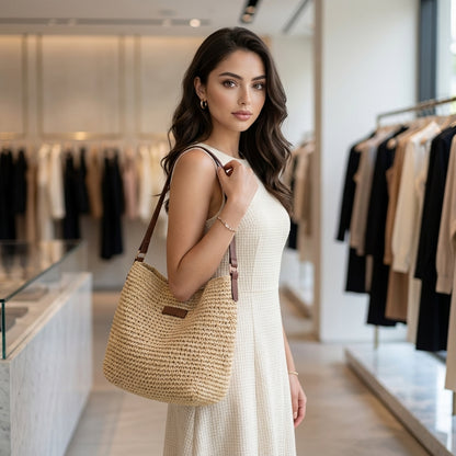 Solviera Boho Woven Straw Tote