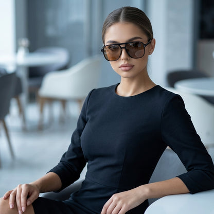 Bravyn Double-Bridge Square Sunglasses