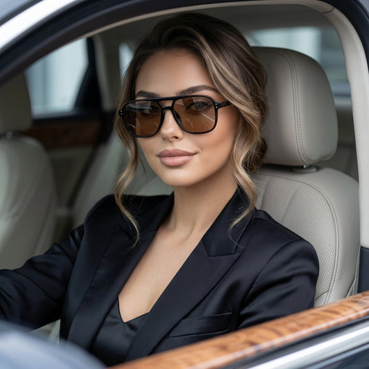 Bravyn Double-Bridge Square Sunglasses