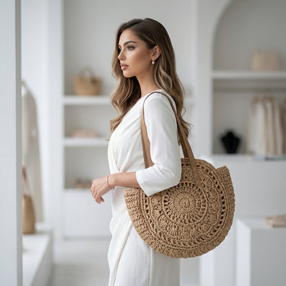 Rondelle Hollow Straw Beach Tote